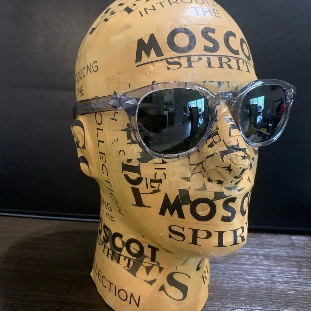 MOSCOT ORIGINALS NYC LEMTOSH  Light Grey 49mm Round Sunglasses with Green Lenses